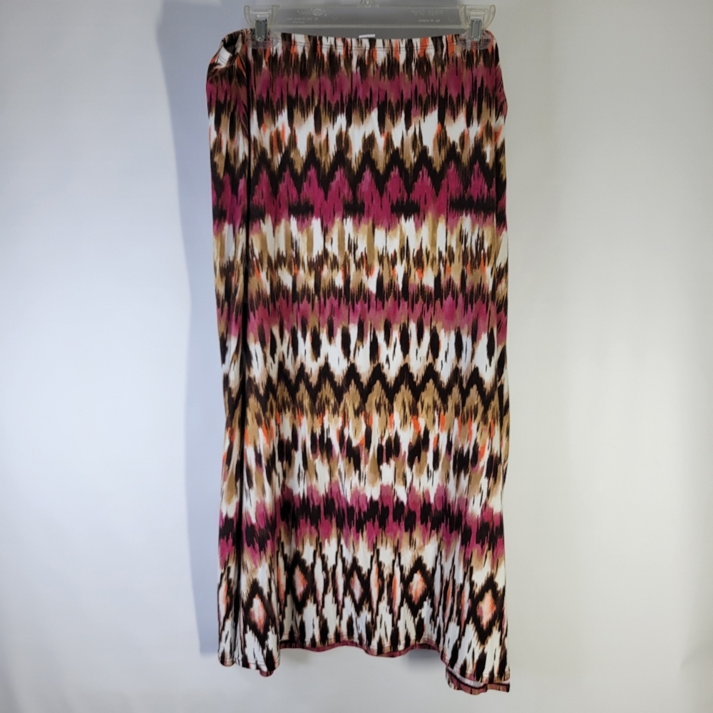 Chicos Maxi Knit Skirt Elastic Waist No Slit Abstract Pattern USA Made Size 3